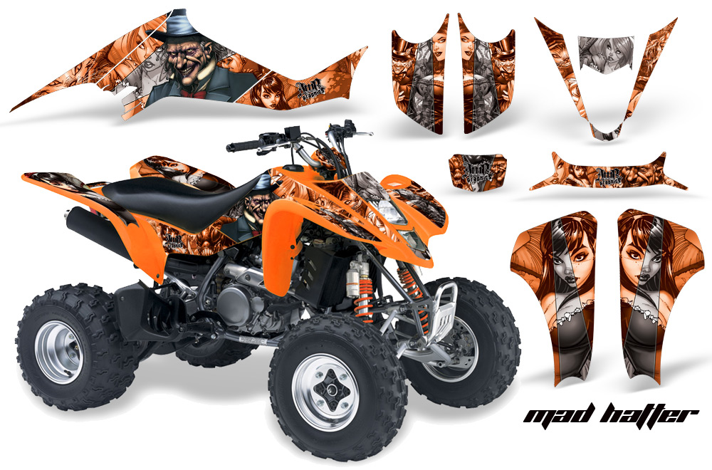 Kawasaki KFX 400 03-08 Graphics MadHatter OrangeSilverstripe